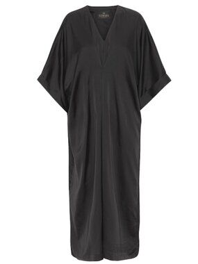 Karmamia Black Satin Tunic Dress Caftan V-Neck NWT One Size